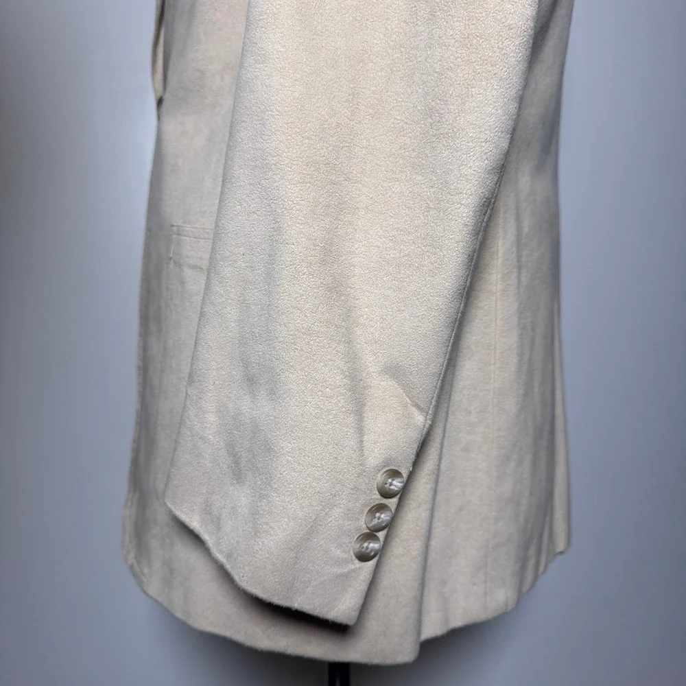 UNW Vintage Ultra Suede Blazer Mens 42L‎ Tan Solid Notch Lapel Two Button USA